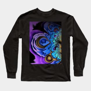 Blue and Gold Abstract Long Sleeve T-Shirt